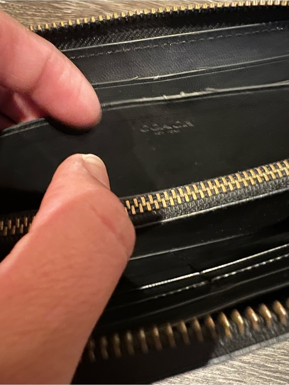 Coach F75222 Zip-Around Perforated Leather Wallet in Blue - Picture 12 of 16